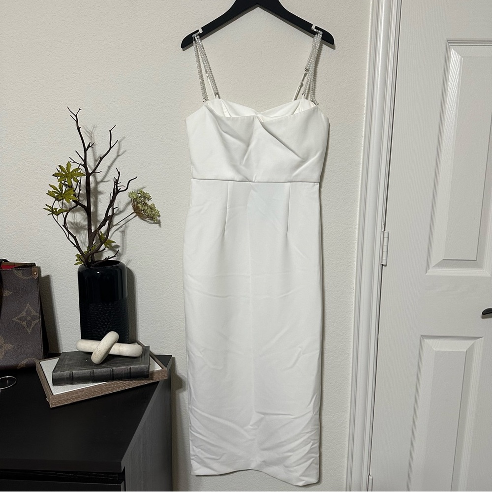 ANTONIO MELANI White Midi Slip Dress with Delicate Straps - Picture 4 of 13